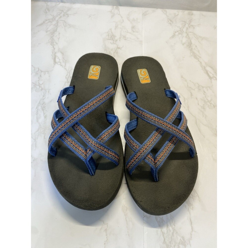 Teva Blue Double Strap Flip Flop Sandals S/N 6840 Soft Footbed Womens Size 7 - Picture 13 of 14